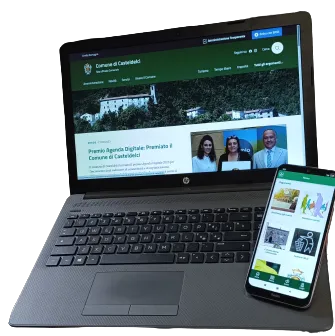 PC e cellulare sfondo sito comune di Casteldelci 