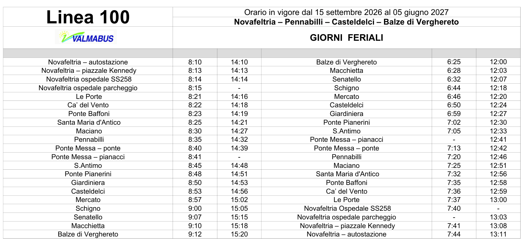 Linea 2026/2027 Valmabus